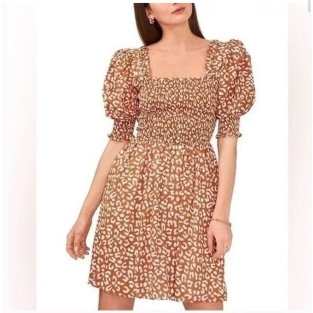 LIKE NEW 1. State Animal Print Puff Sleeve Mini Dress sz S